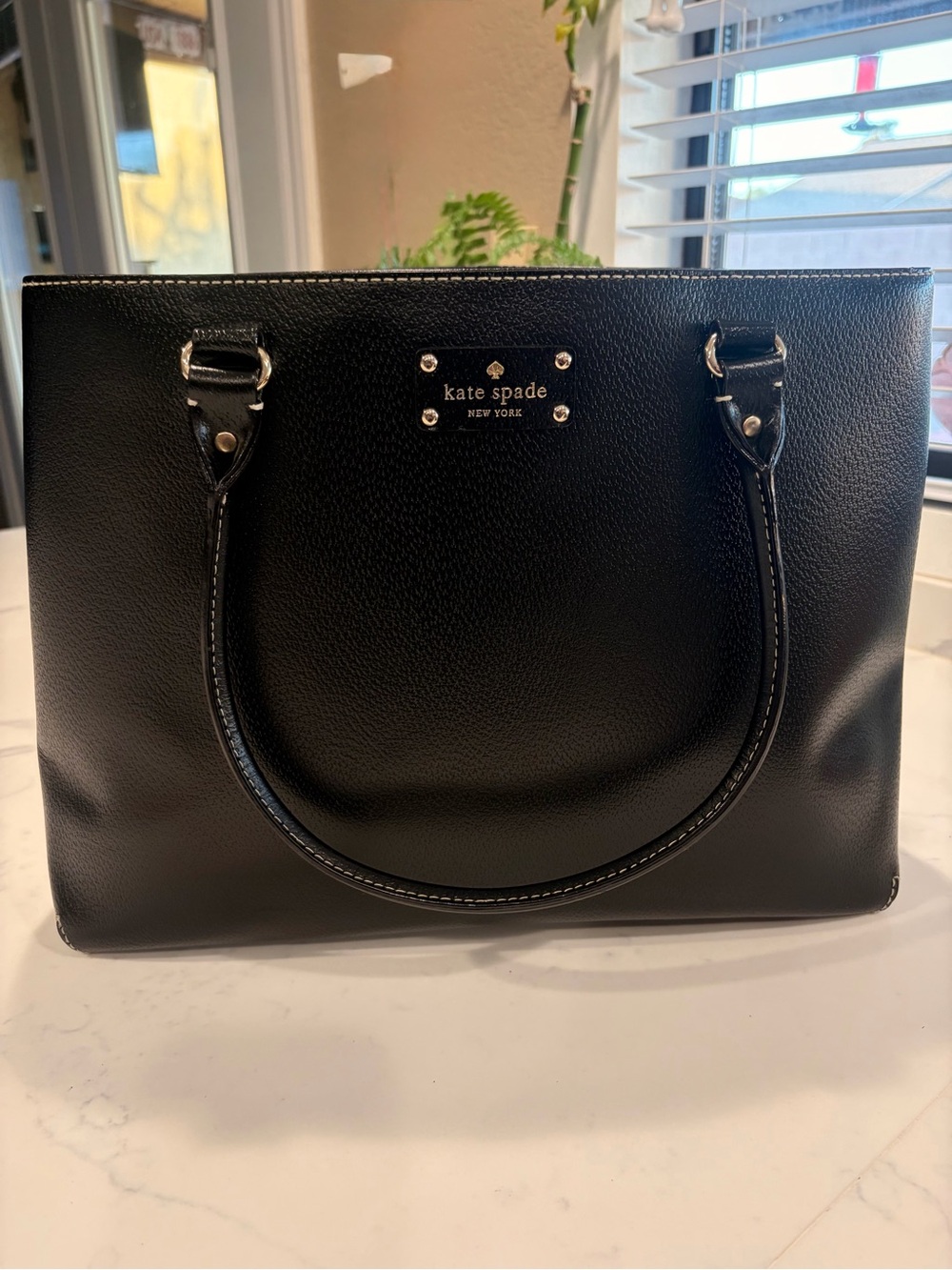 Kate Spade Wellesley Fallon Large Black Leather Tote WKRU1433 Polka Dot